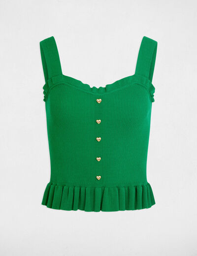 D&eacute;bardeur ajust&eacute; encolure carr&eacute;e vert prairie femme