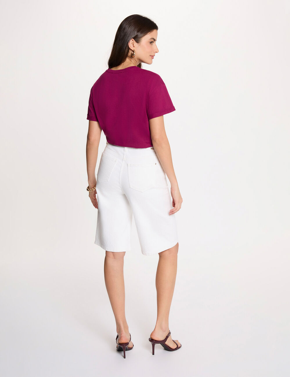 T-shirt col rond prune femme