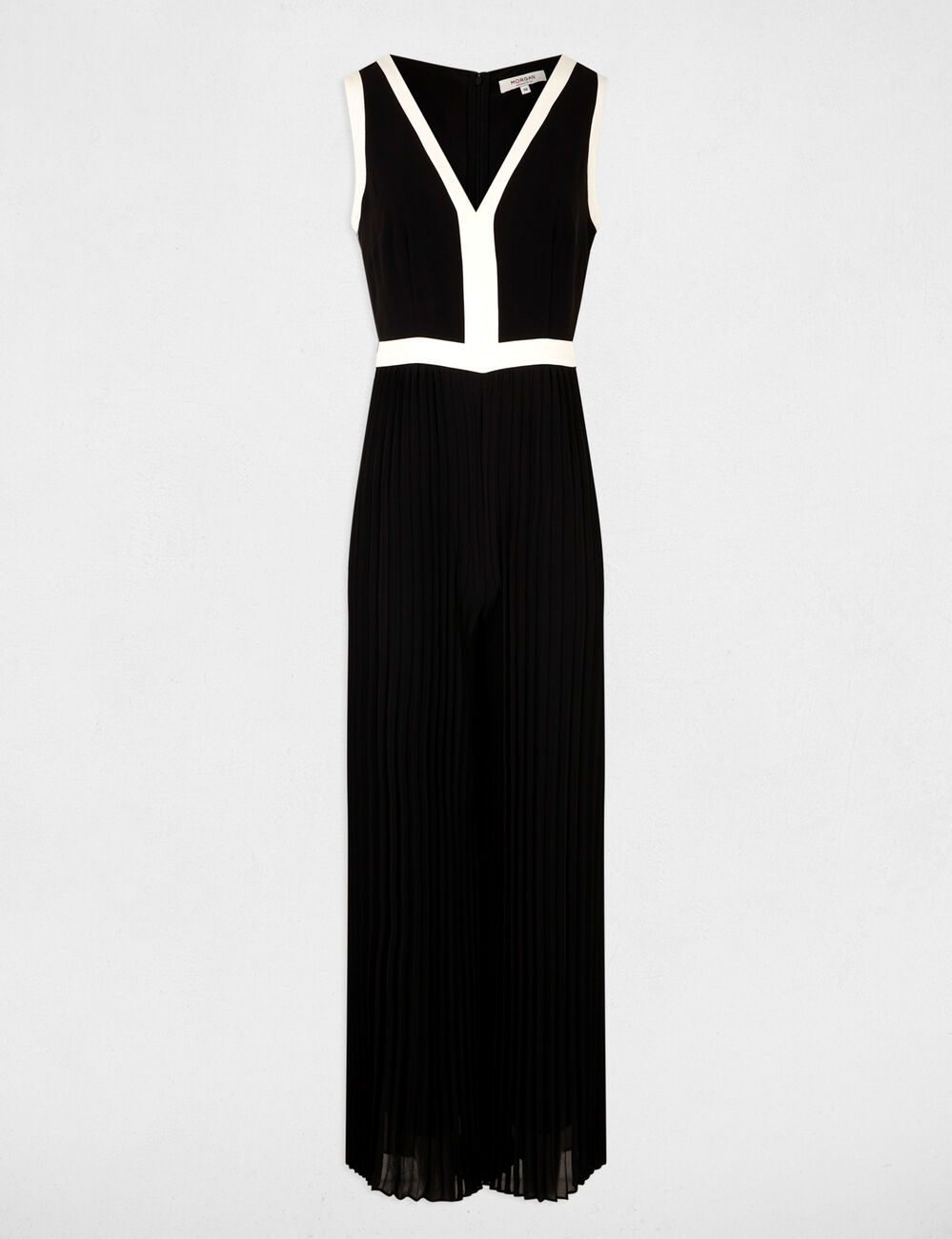 Combinaison longue plissée noir femme