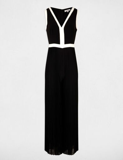 combinaison longue plissee noir femme Combinaison longue plissée noir femme