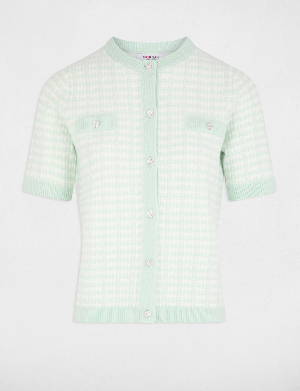 Gilet manches courtes imprimé vert clair femme