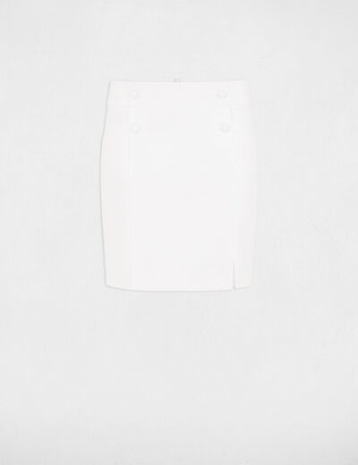 Jupe courte à boutons ivoire femme