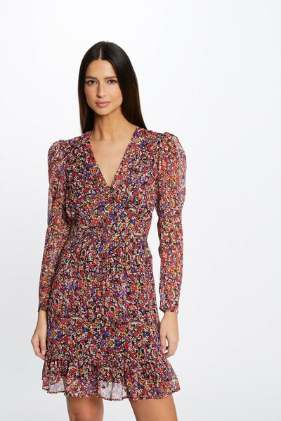 Robe droite fluide imprimé floral multico femme