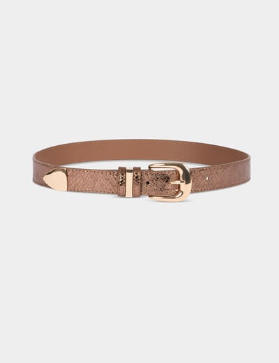 Ceinture effet animalier couleur cuivre femme