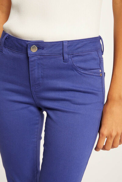 Pantalon skinny taille basse violet femme