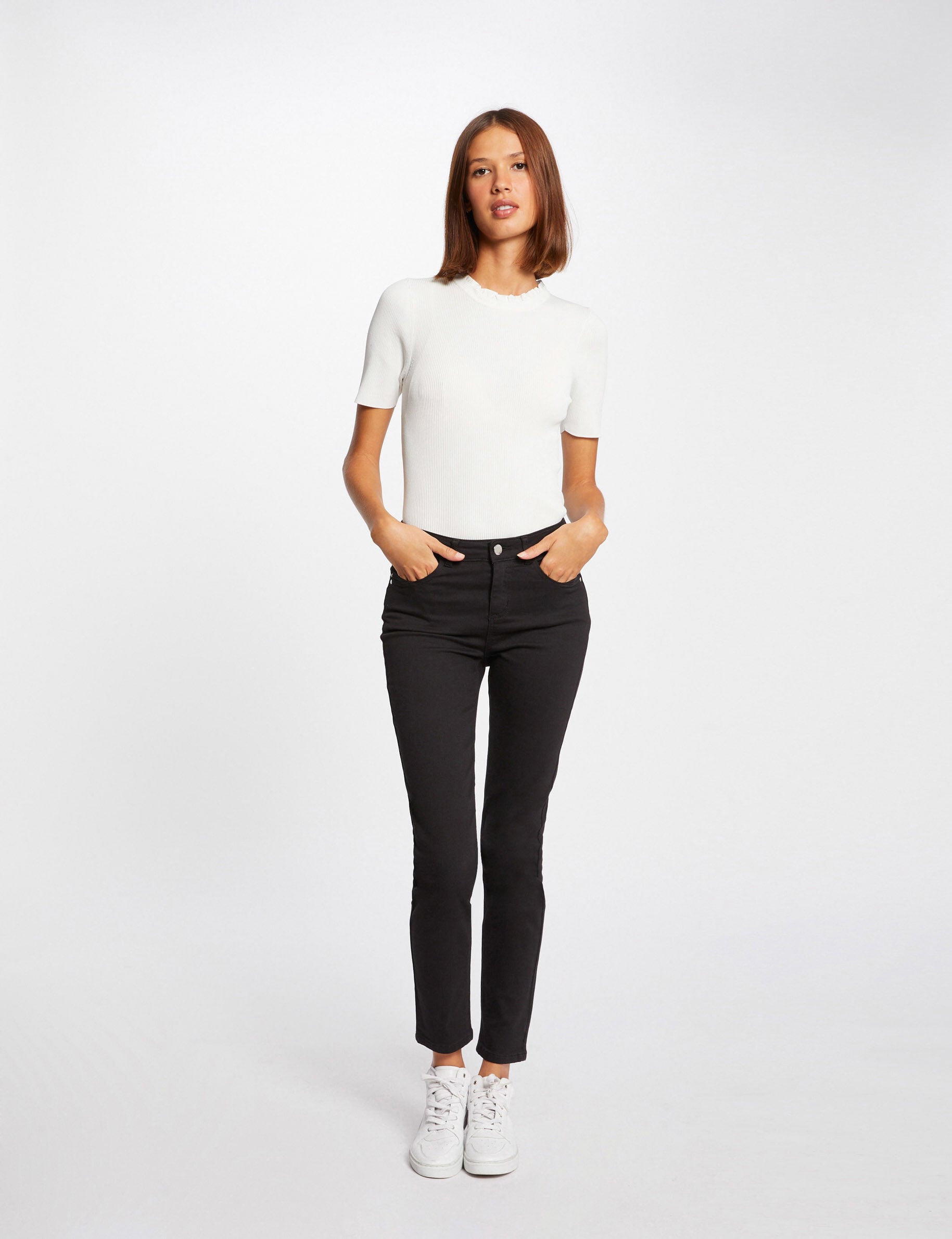 Pantalon slim taille standard noir femme Pantalon slim taille standard noir femme