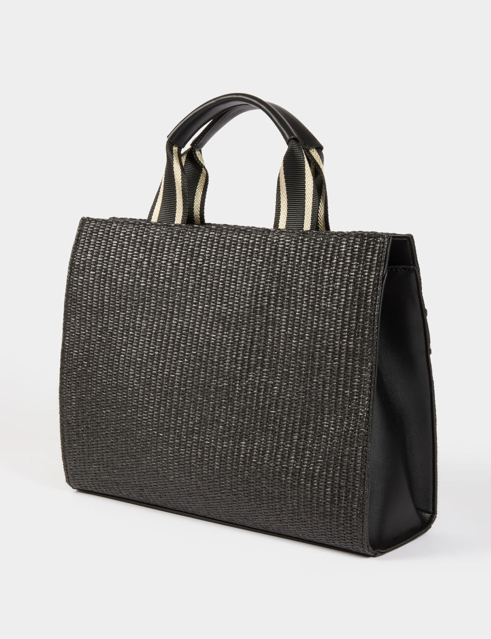 Sac cabas tress&eacute; noir femme