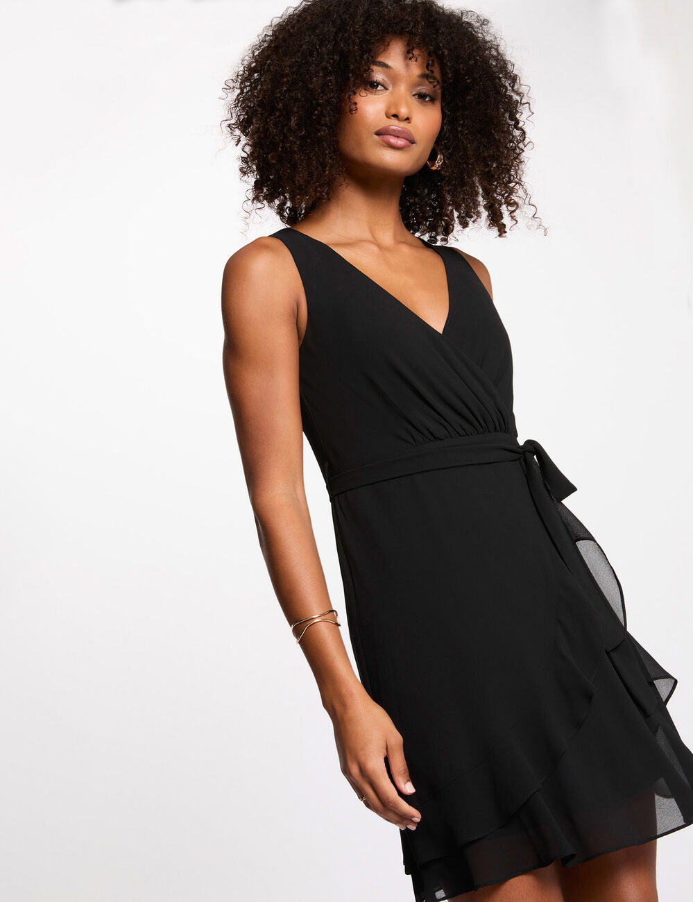 Robe courte portefeuille noir femme