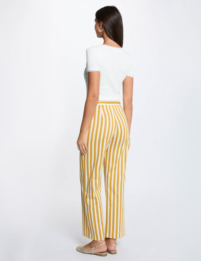 Pantalon taille haute large multicolore femme