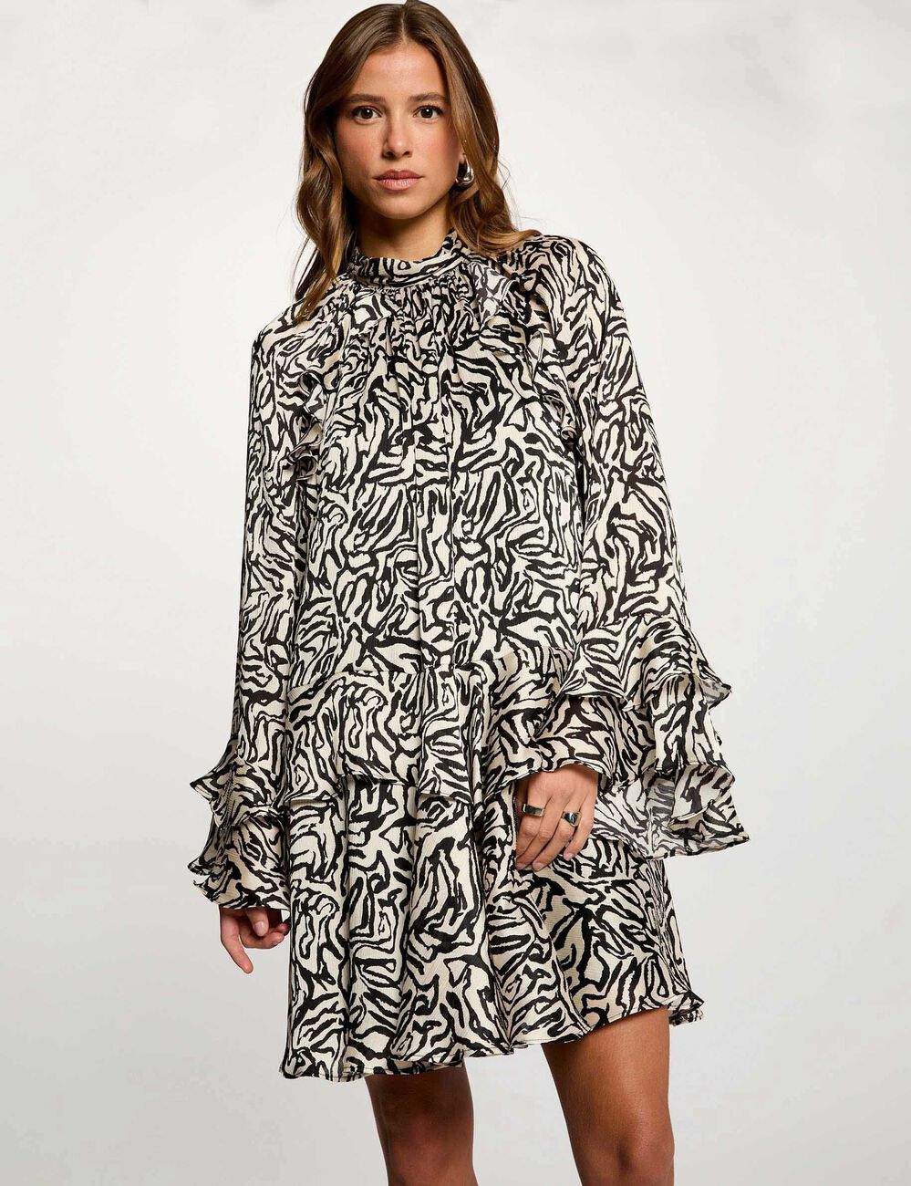 Robe courte pliss&eacute;e multicolore femme