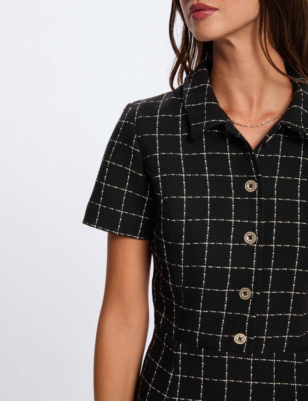 Robe ajust&eacute;e &agrave; plis noir femme