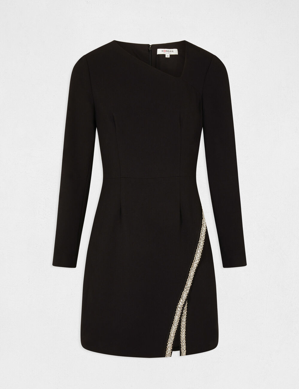 Robe ajustée encolure asymétrique noir femme