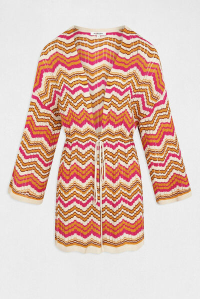 Poncho imprimé chevron orange femme
