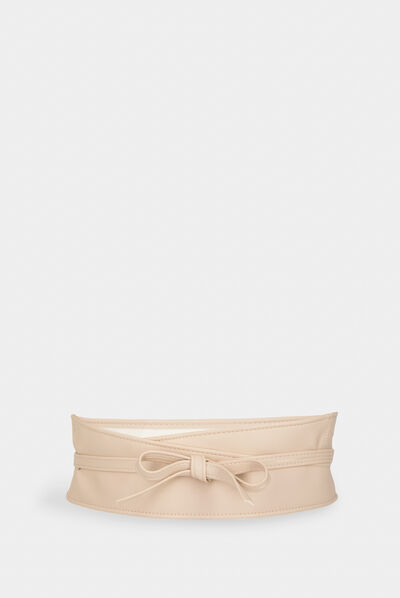 Ceinture obi nouée beige femme
