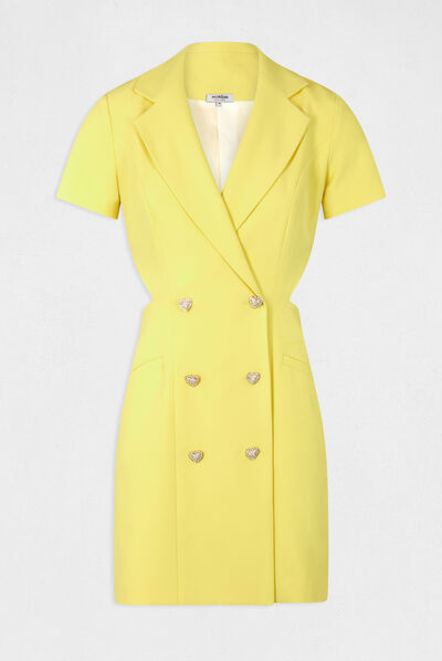 Robe portefeuille avec ouvertures jaune femme