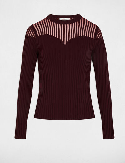 Pull noir cintr&eacute; prune femme