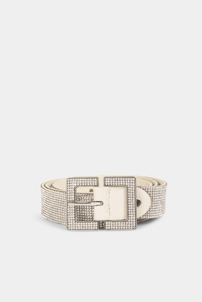 Ceinture avec strass ivoire femme