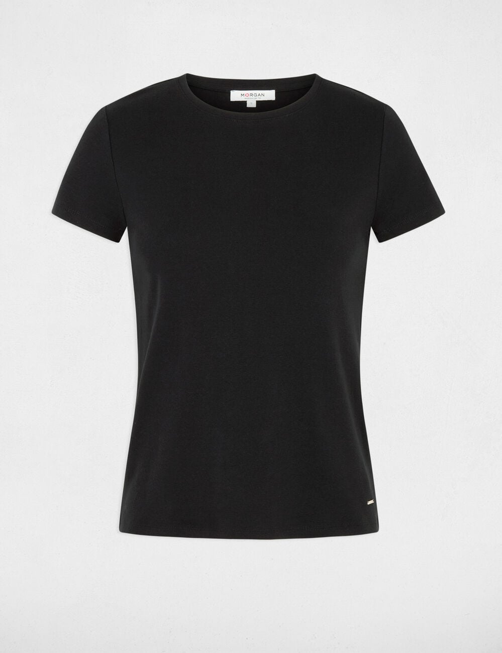 T-shirt ajust&eacute; col rond noir femme
