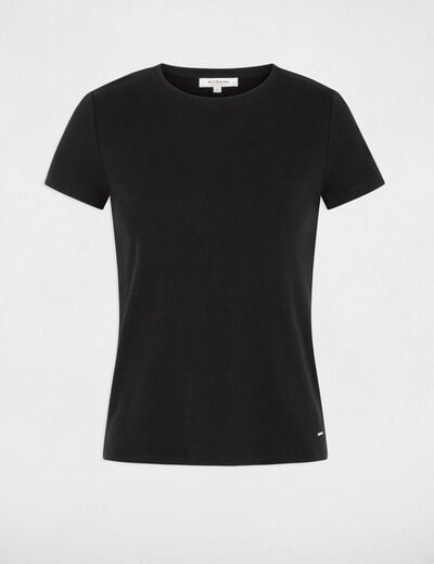 T-shirt ajust&eacute; col rond noir femme