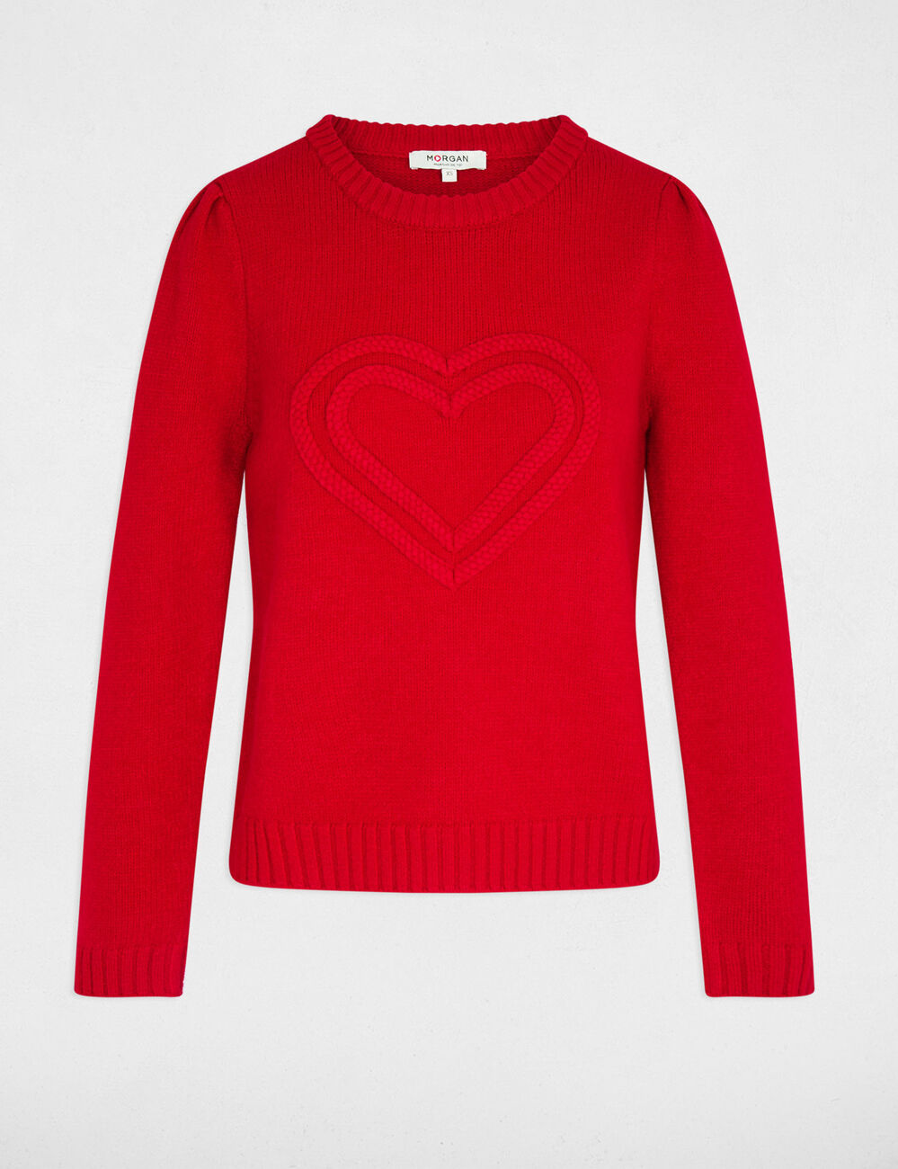 Pull &eacute;pais col rond rouge femme