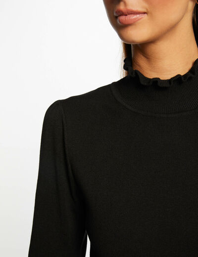 Robe pull ajustée avec col montant noir femme