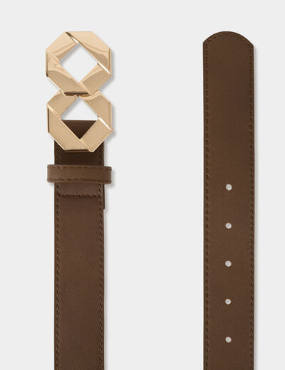 Ceinture fine similicuir marron clair femme