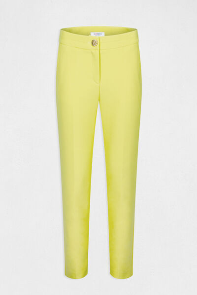 Pantalon city ajusté 7/8ème à pinces jaune femme