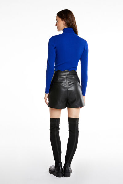 Pull manches longues à ouverture bleu electrique femme