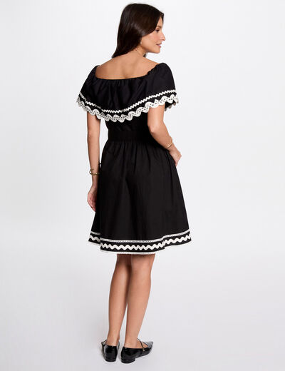 Robe courte trapèze noir femme