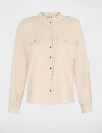 Chemise en velours c&ocirc;tel&eacute; ivoire femme