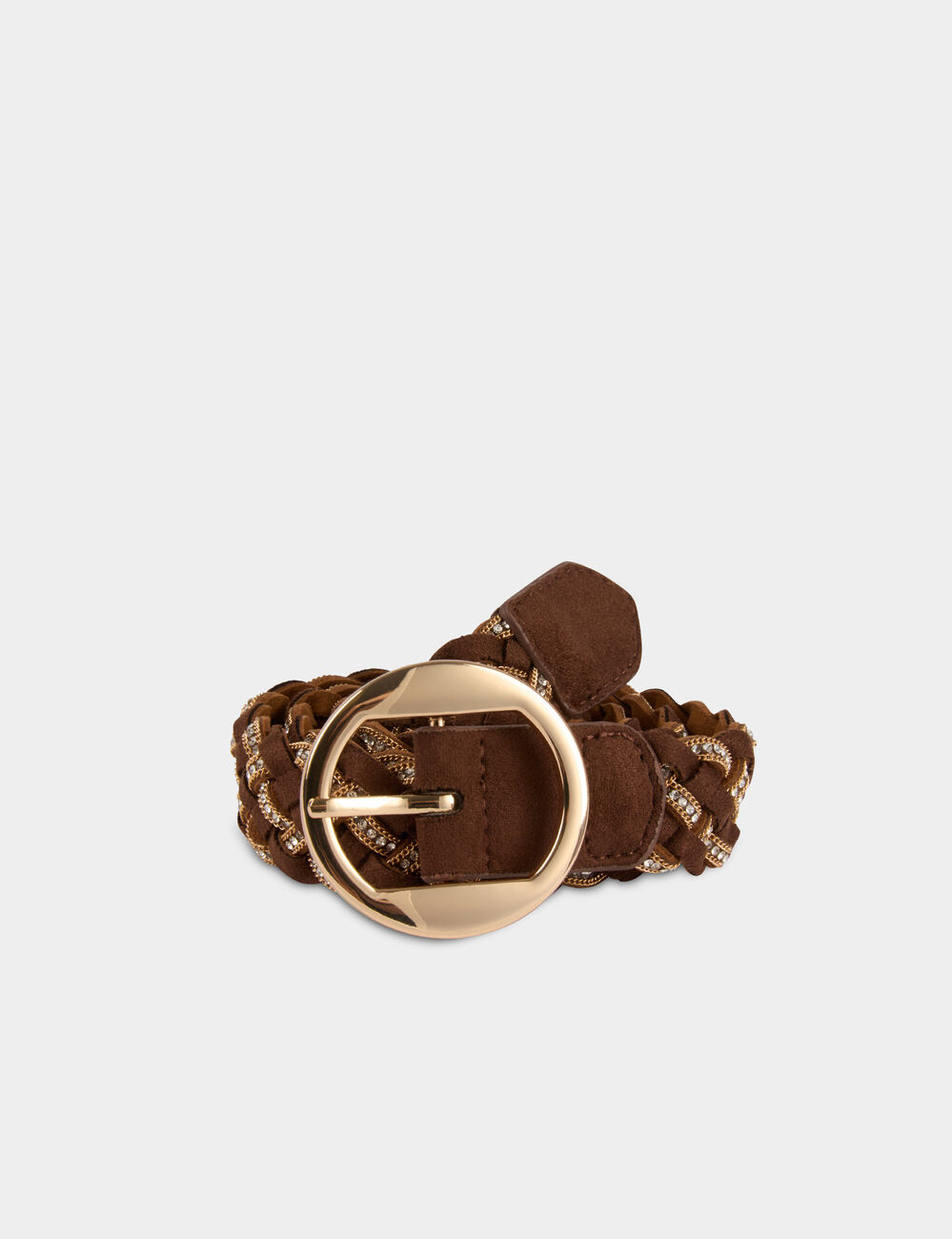 Ceinture large su&eacute;dine marron fonc&eacute; femme