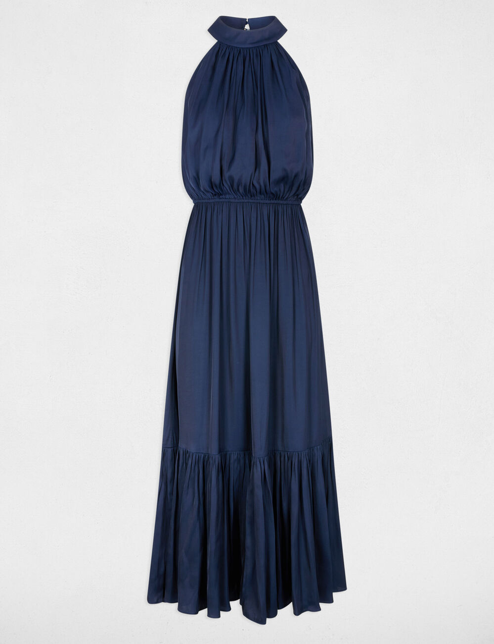 Robe longue &eacute;vas&eacute;e fluide bleu marine femme