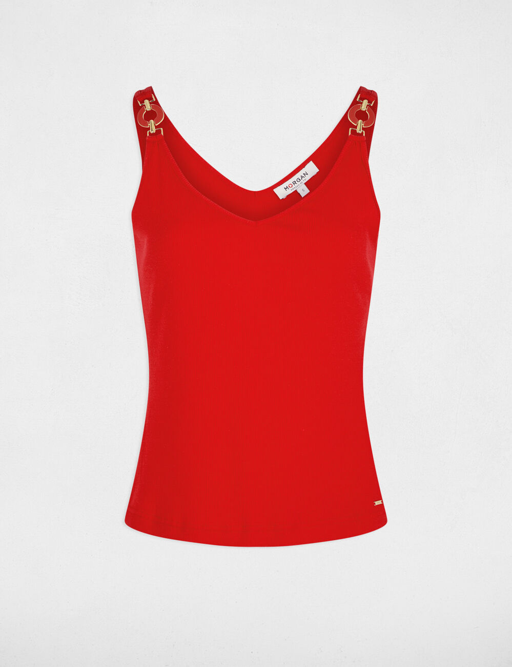 D&eacute;bardeur cintr&eacute; col v rouge femme