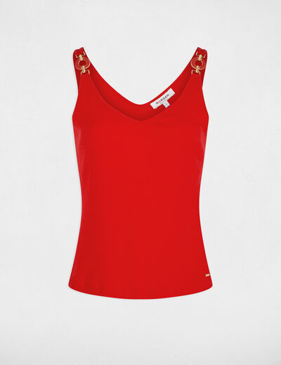 D&eacute;bardeur cintr&eacute; col v rouge femme