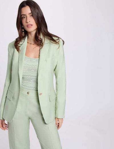 Veste ajust&eacute;e col tailleur vert pastel femme