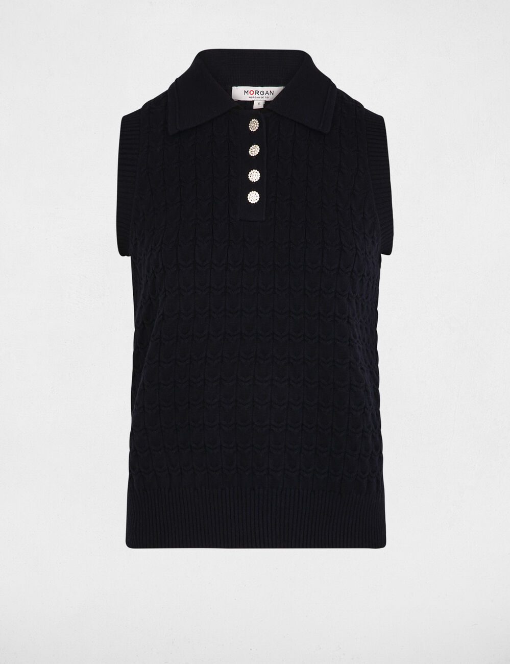 D&eacute;bardeur col &agrave; revers bleu marine femme