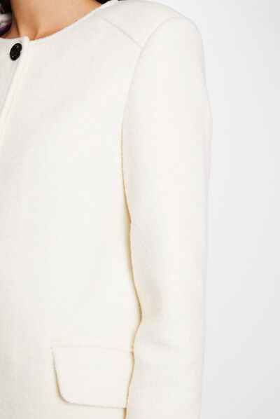 Manteau droit boutonné ivoire femme