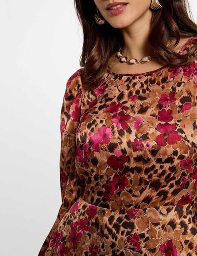 Robe courte pliss&eacute;e multicolore femme