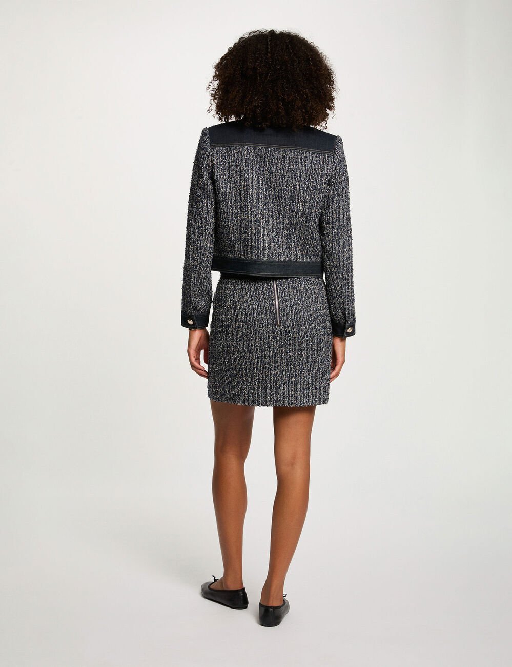 Veste courte tweed multicolore femme
