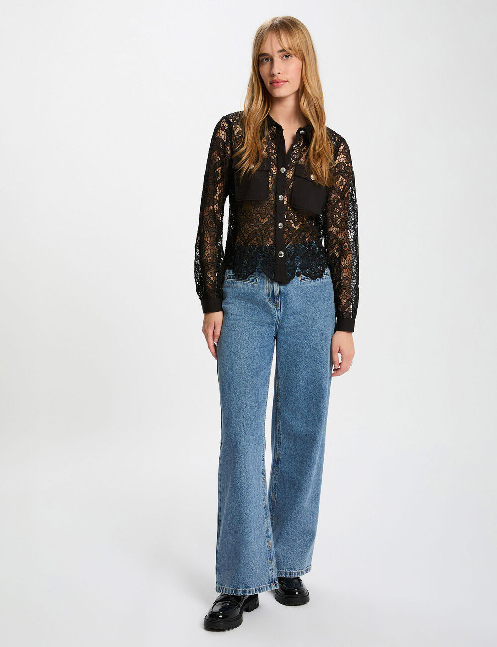 Chemise manches longues noir femme