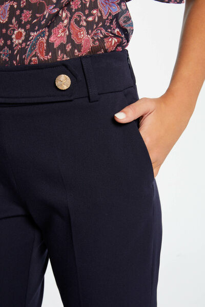 Pantalon tailleur ajusté 7/8ème marine femme
