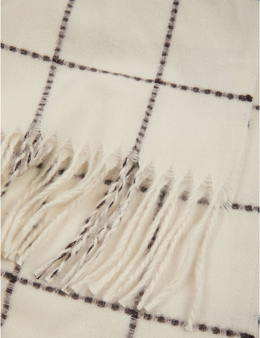 &Eacute;charpe &agrave; carreaux blanc femme