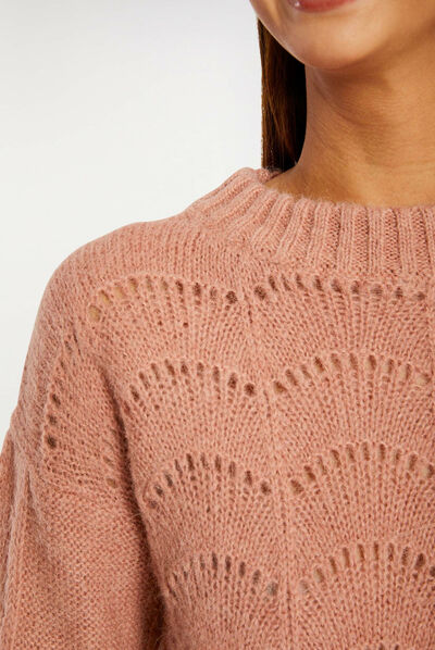 Pull à manches longues vieux rose femme
