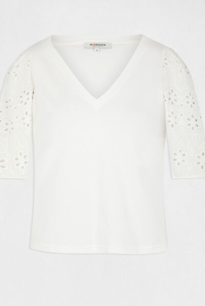 T-shirt à manches courtes ecru femme
