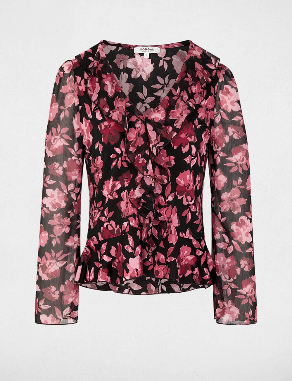 Blouse col v volants multicolore femme
