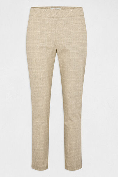 Pantalon 7/8ème coupe cigarette beige femme