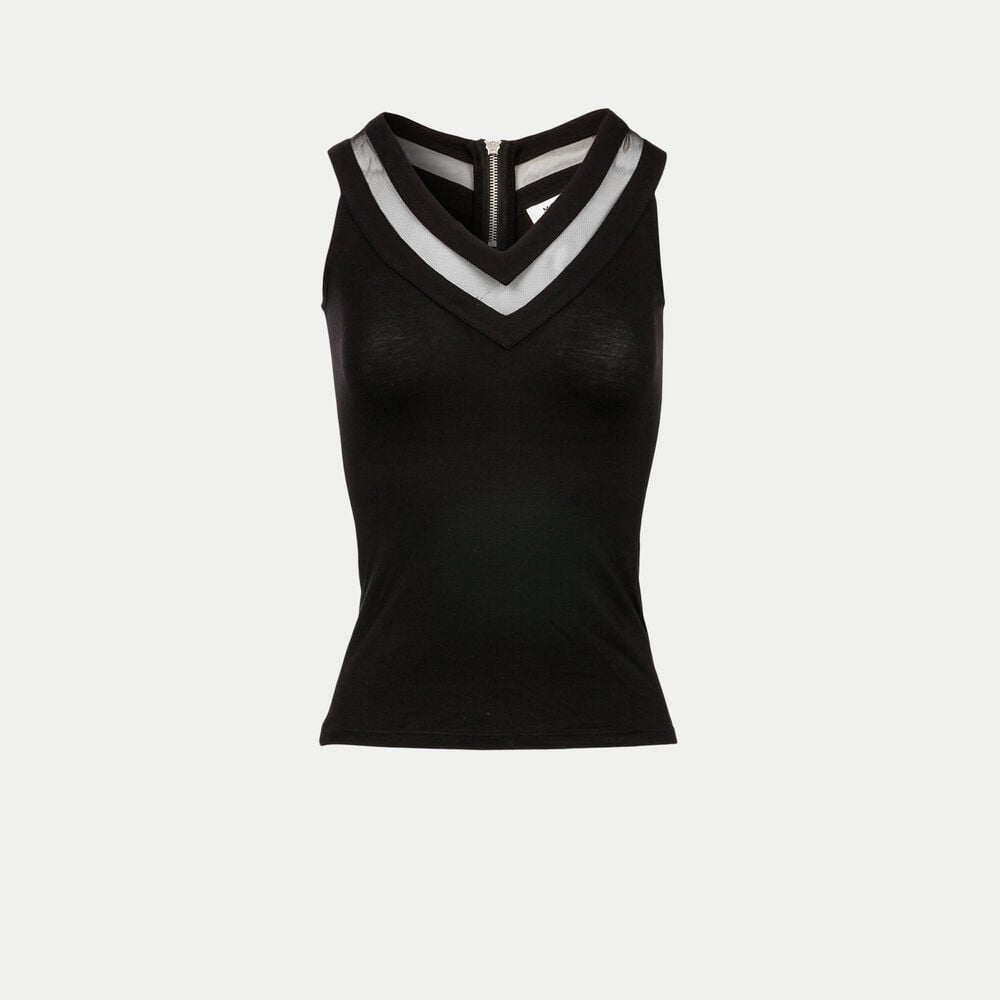 Haut en jersey et tulle noir femme