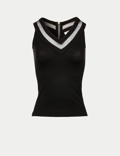Haut en jersey et tulle noir femme