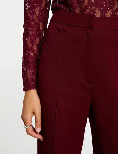 Pantalon bootcut bordeaux femme