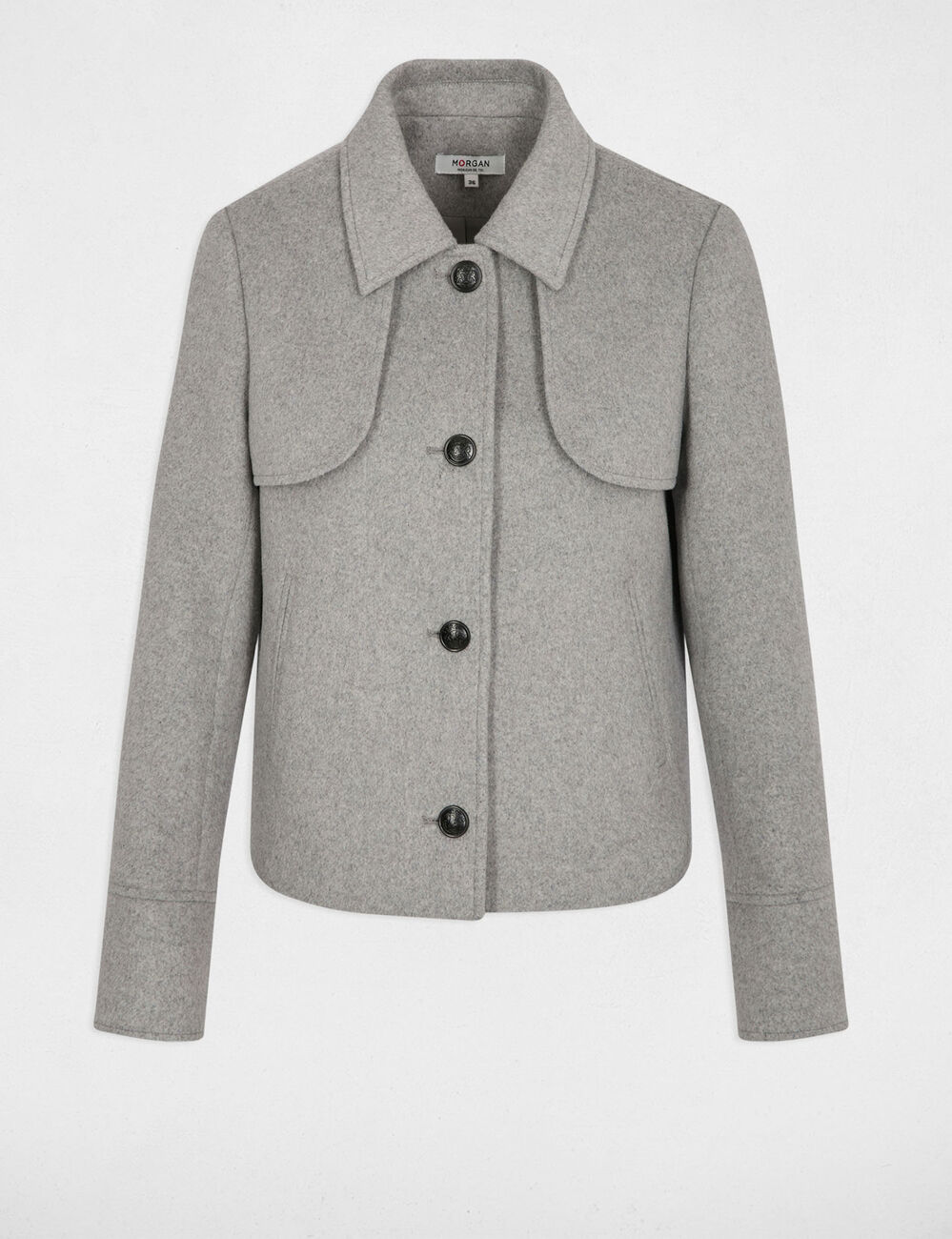 Manteau court ajust&eacute; gris moyen femme